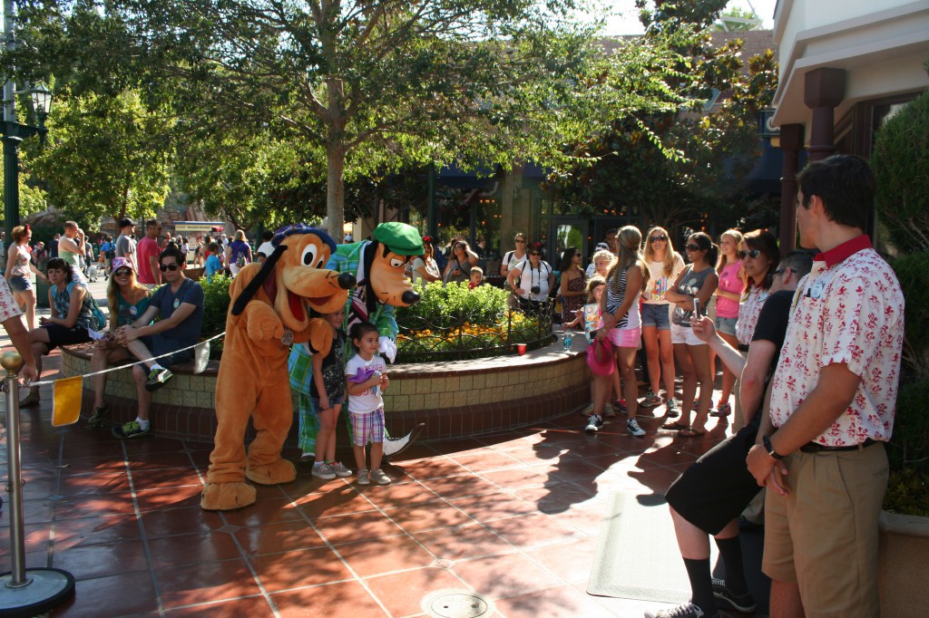 A pair of Disney dogs greet their fans