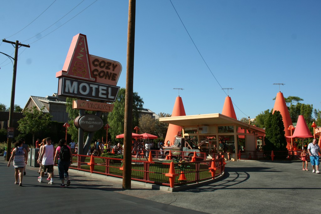 Mater greets fans in front of the Cozy Cone