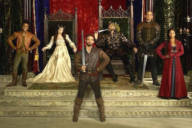GALAVANT - ABC's "Galavant" stars Luke Youngblood as Sid, Mallory Jansen as Madalena, Joshua Sasse as Galavant, Timothy Omundson as King Richard, Vinnie Jones as Gareth and Karen David as Isabella. (ABC/Bob D'Amico)