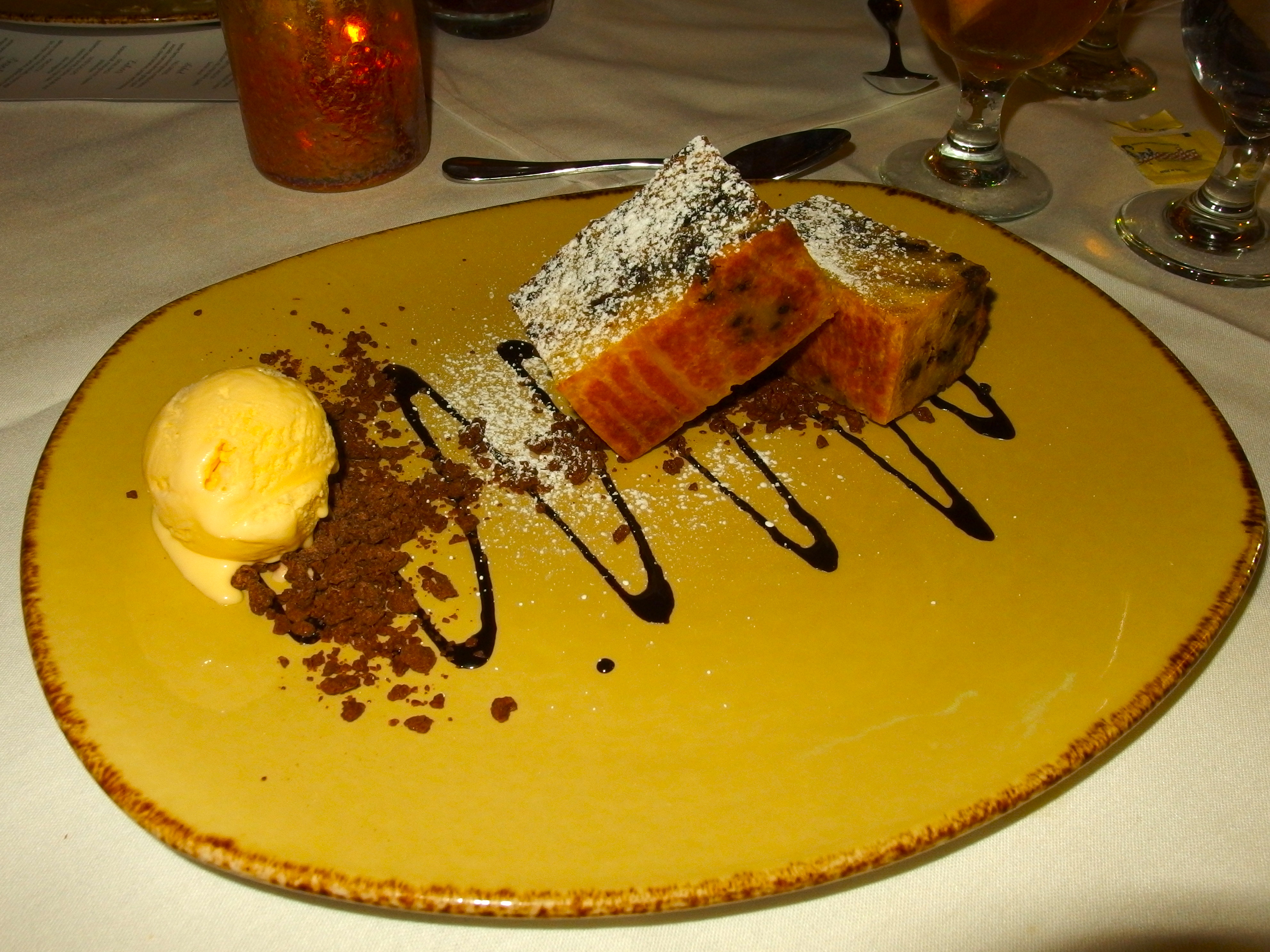 Chocolate Chip Bread Pudding finished the meal