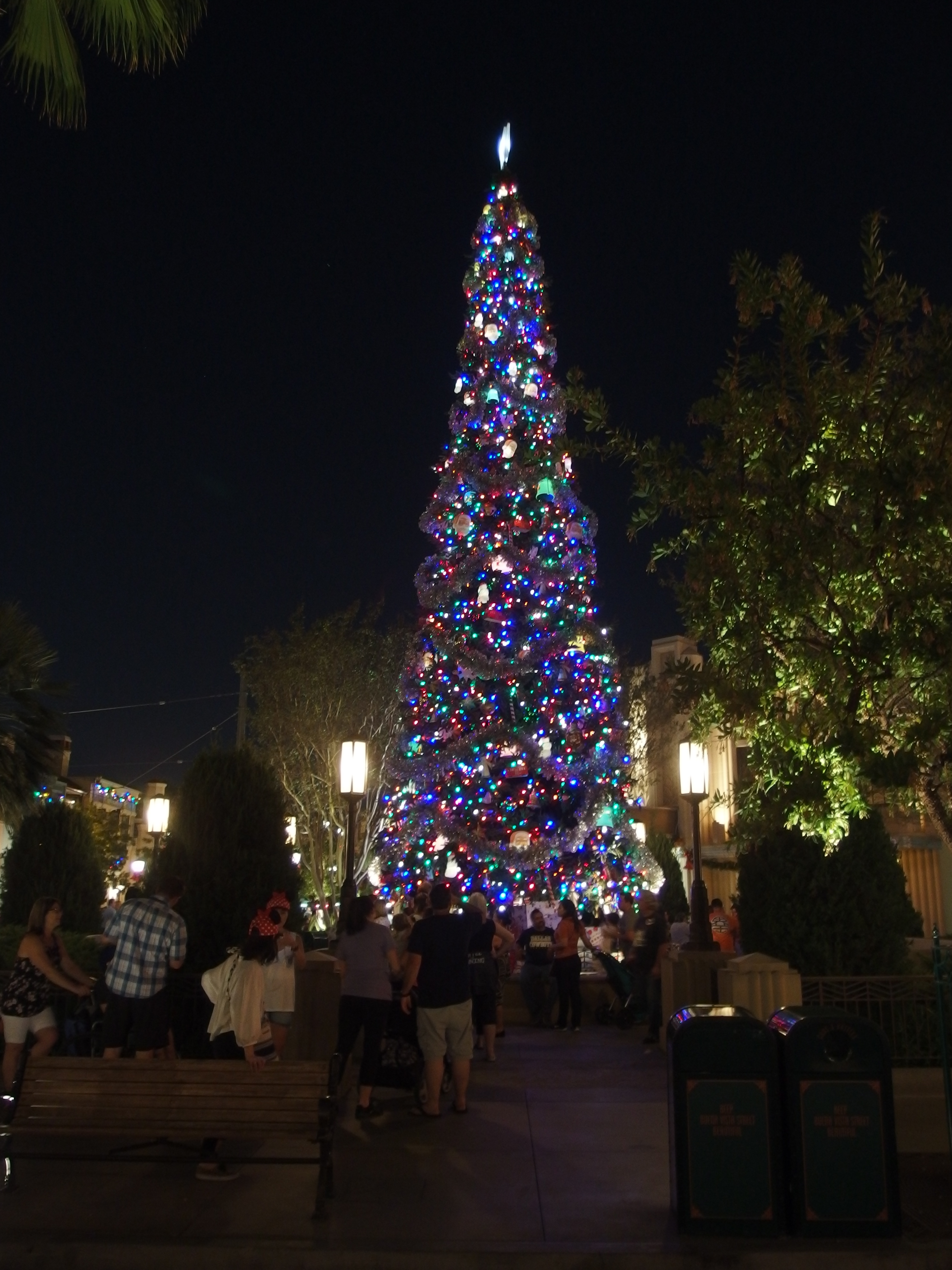 Buena Vista Street features an old-fashioned Christmas tree
