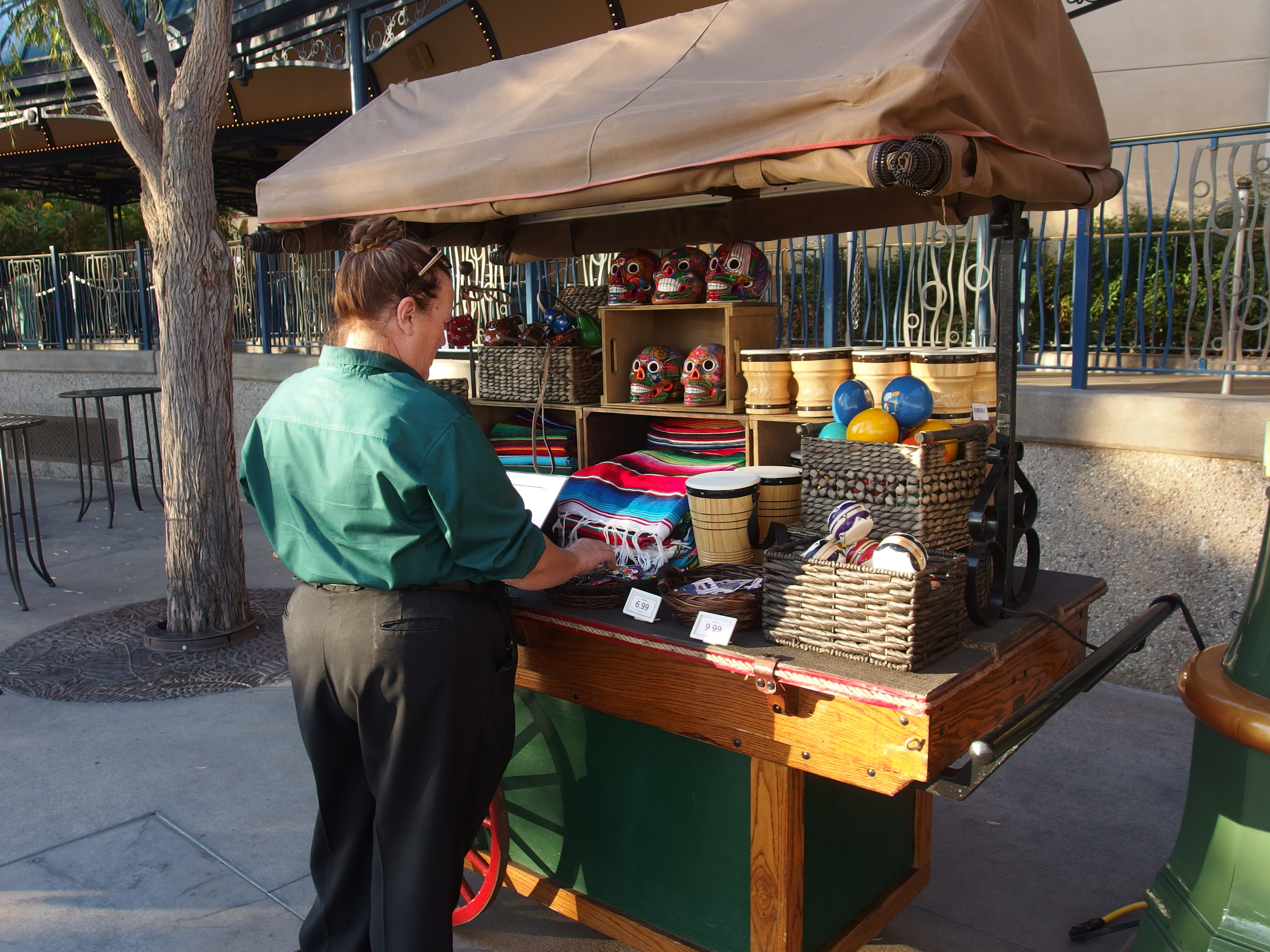 Souvenirs include decorated skulls for Day of the Dead