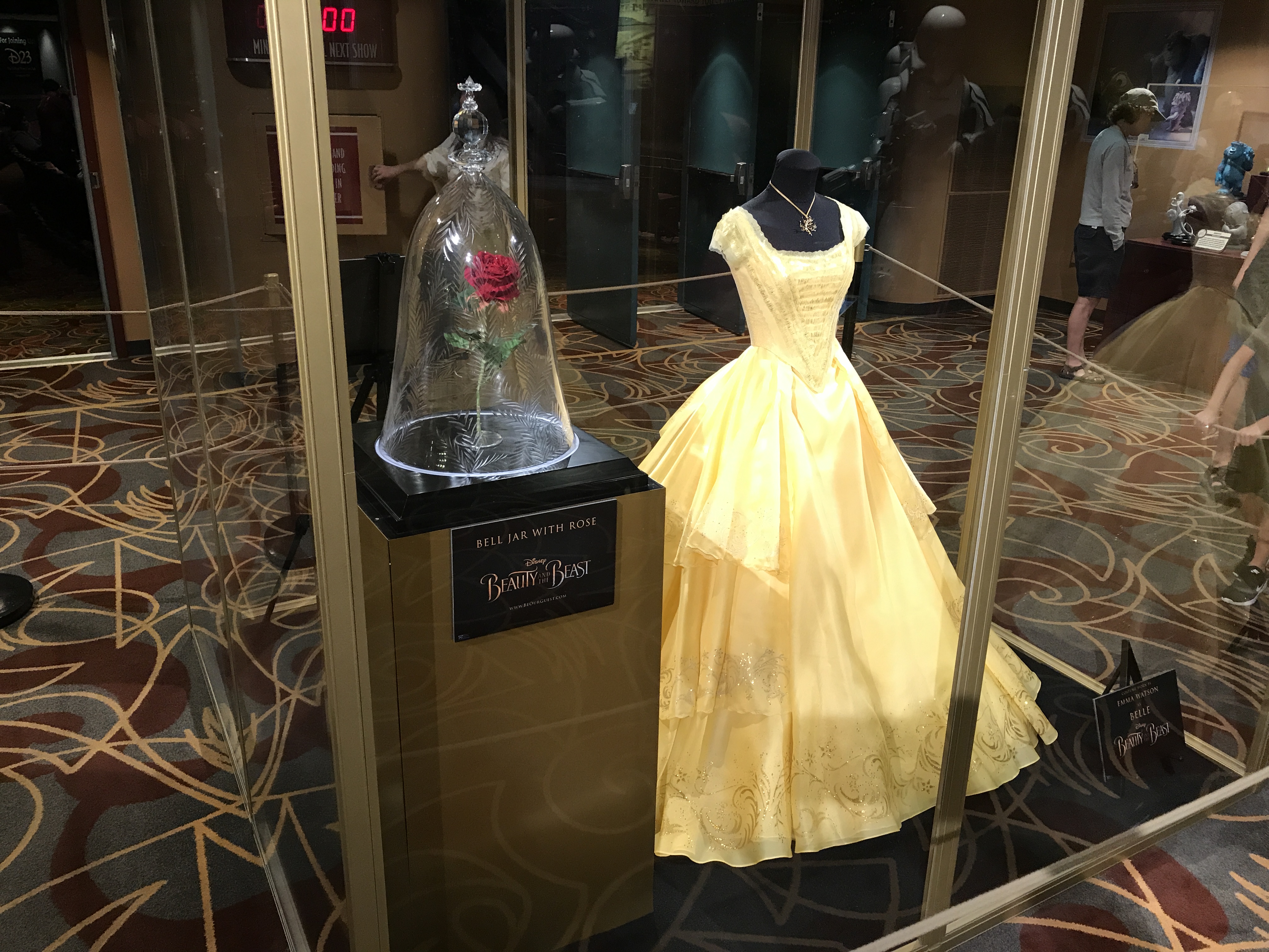 Belle's Dress and Rose in Bell Jar in lobby of One Man's Dream