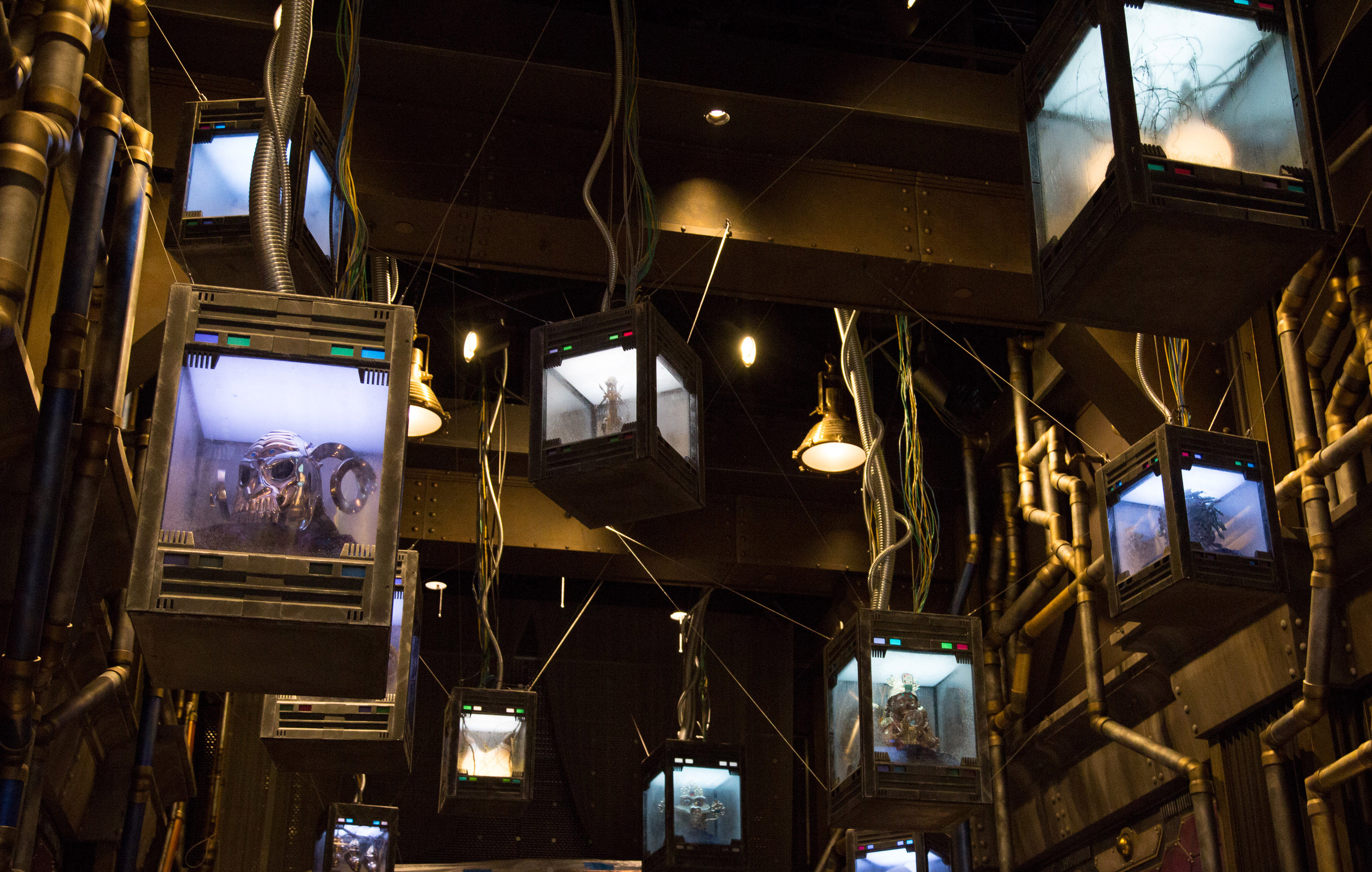 14 cases are suspended above the main exhibit room (c. DISNEY)