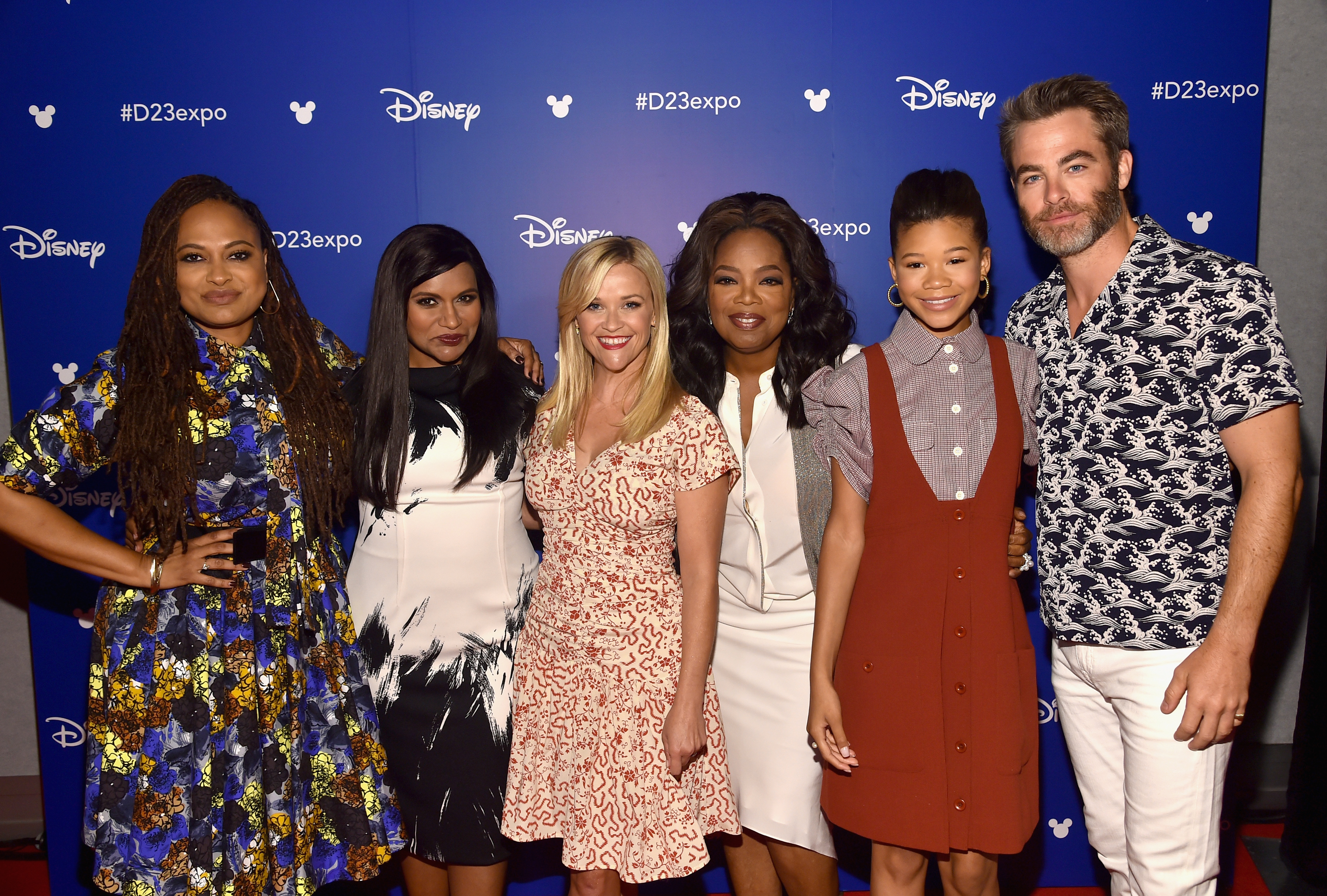 Reese Witherspoon; Oprah Winfrey; Mindy Kaling; Storm Reid; Chris Pine; Ava DuVernay
