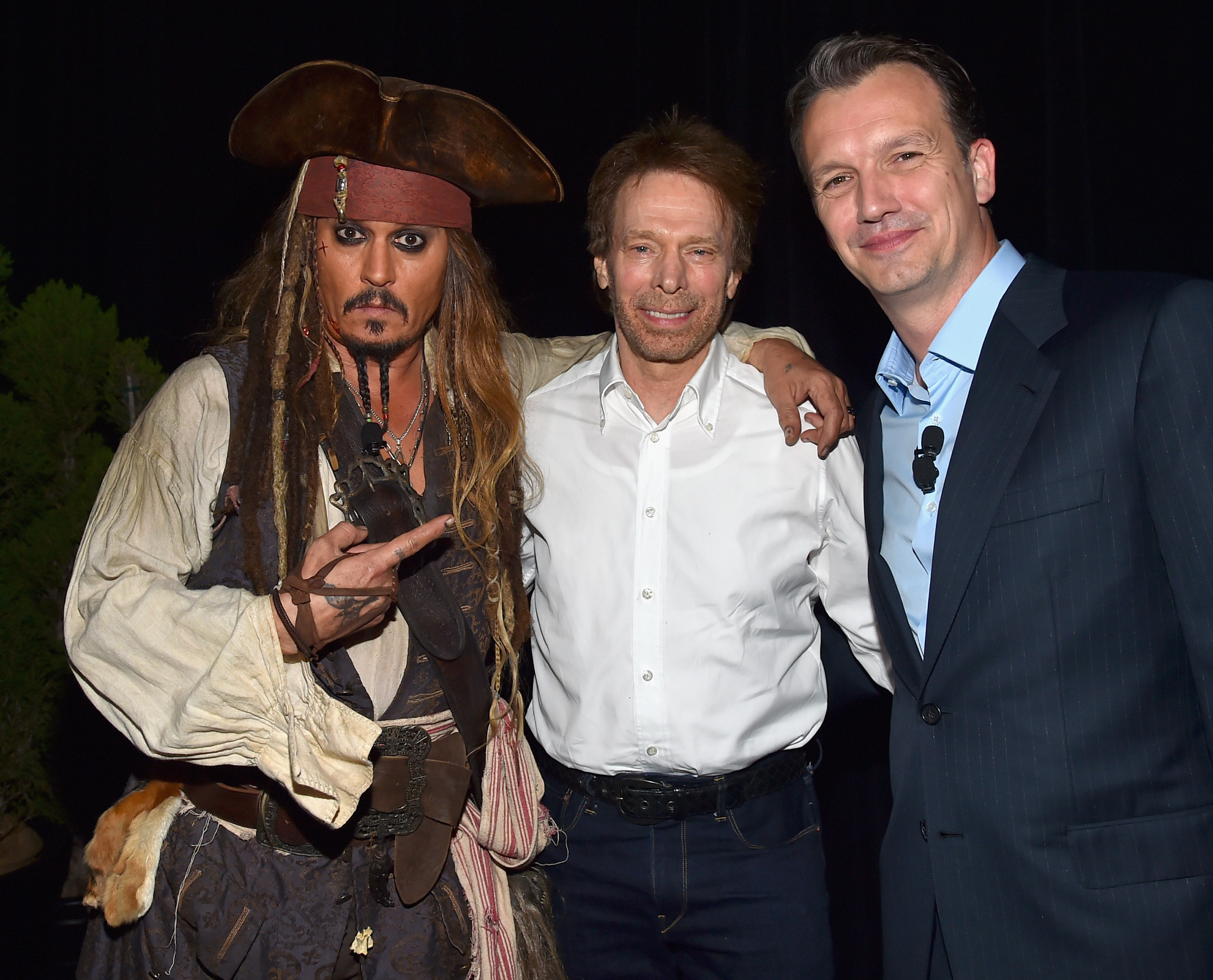 Johnny Depp, Jerry Bruckheimer and D23 host from 2015