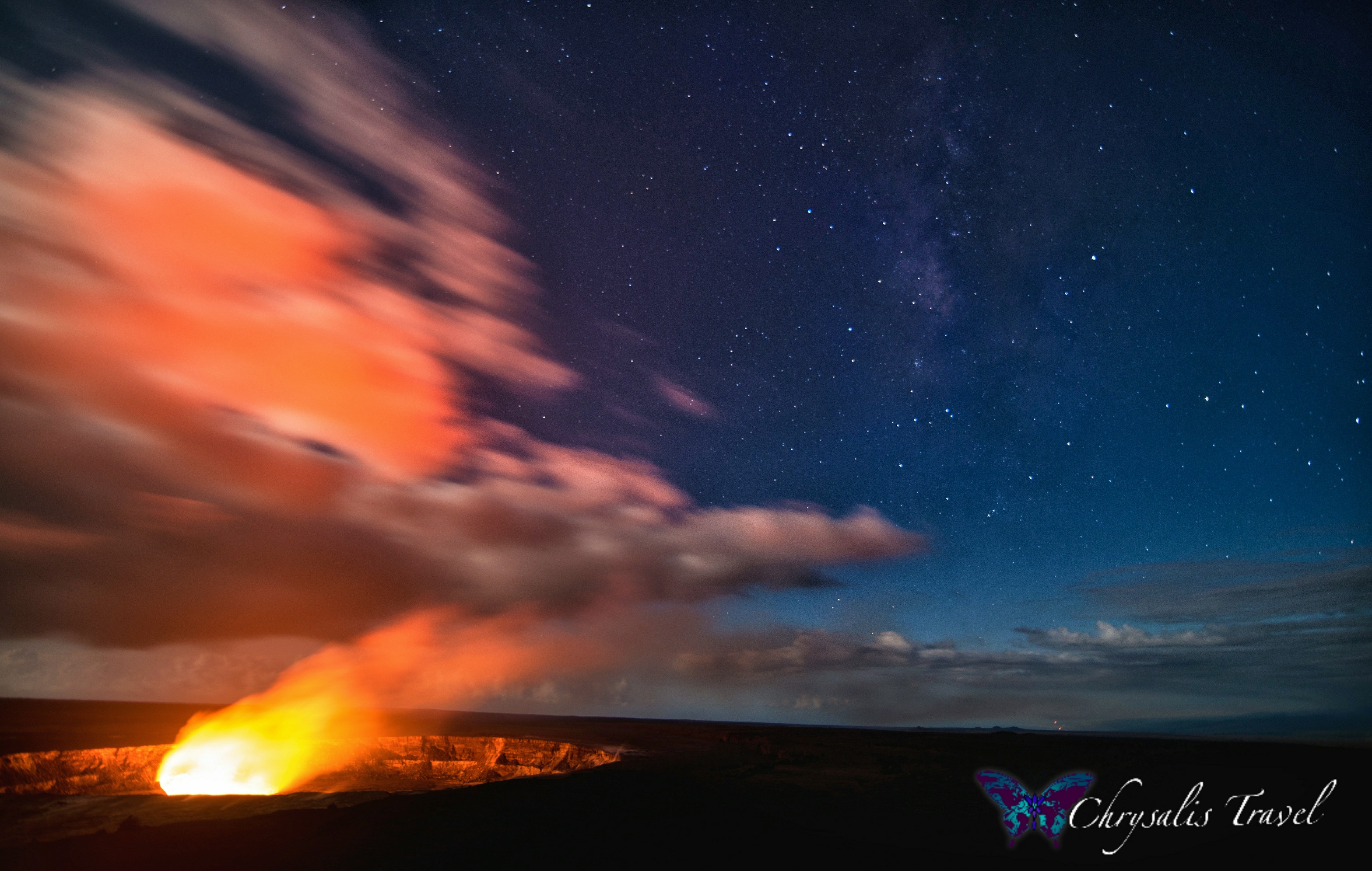 Milky Way and Kilauea caldera: view from the Jaggar Museum