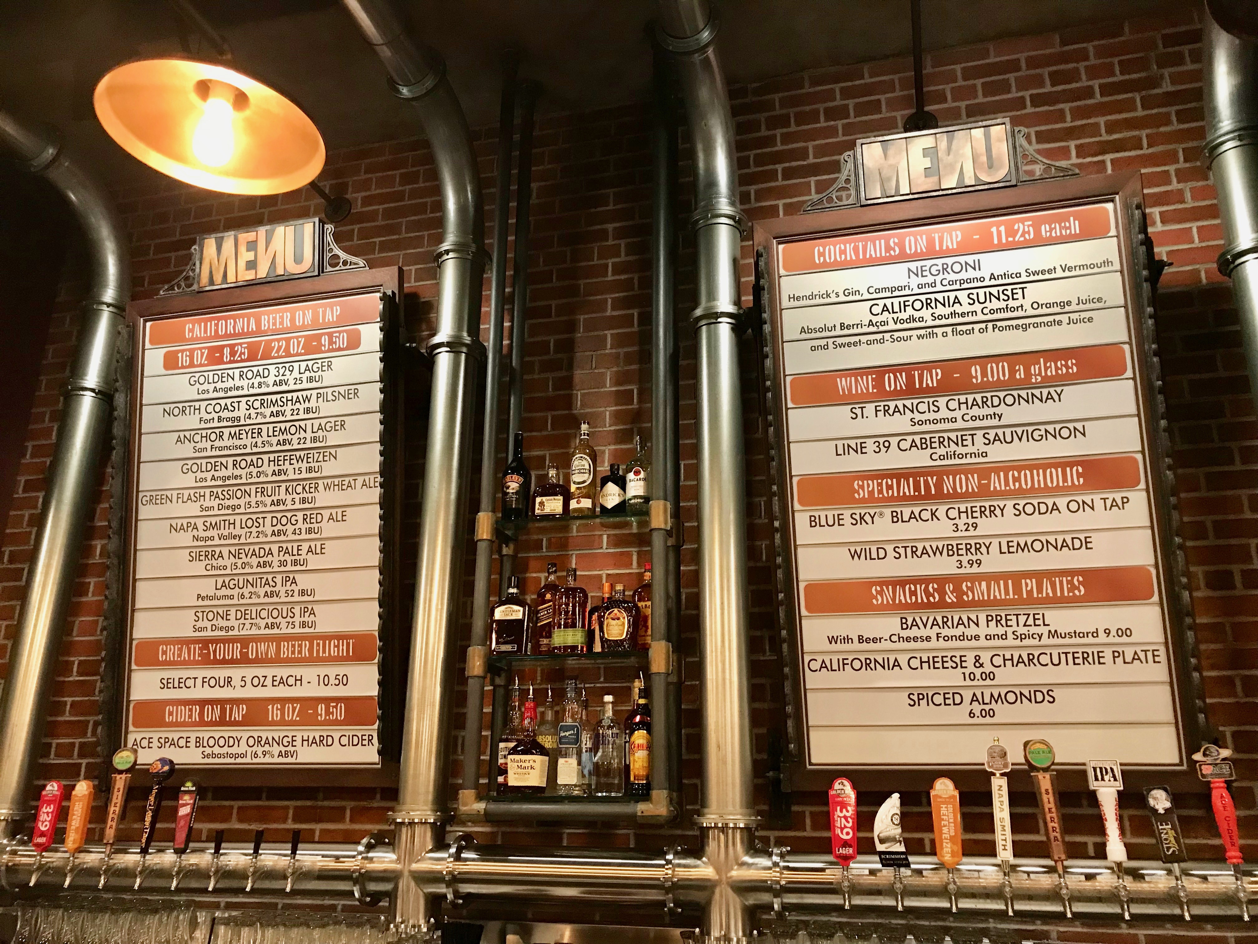 Disney's Hollywood Studios - Baseline Tap House Menu