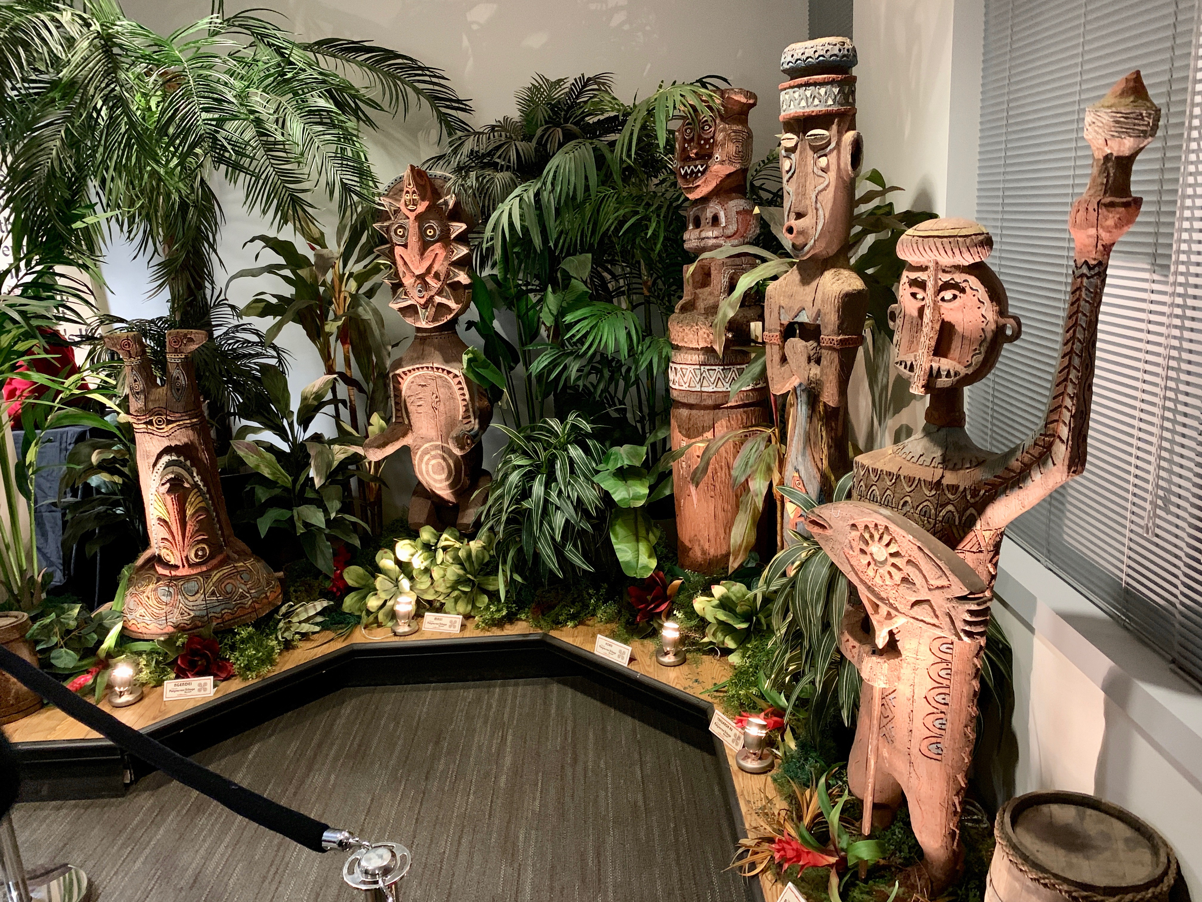 Original Tiki Gods From Disney's Polynesian Village Resort Displayed by The Walt Disney Archives at D23’s 10-Year FAN-niversary Celebration at the Walt Disney Studios, March 10, 2019.
