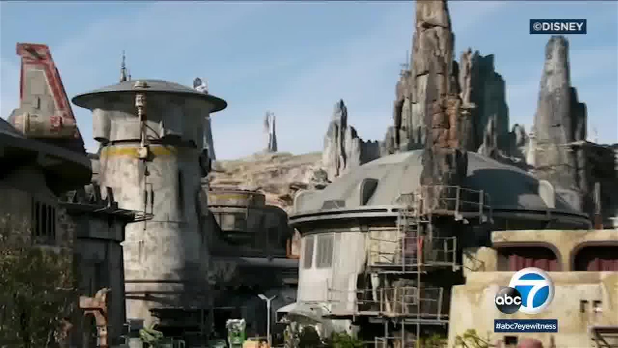 Though we're less than three months away from the officially announced opening day, there's still some scaffolding up as workers put the finishing touches on Star Wars: Galaxy's Edge at Disneyland.