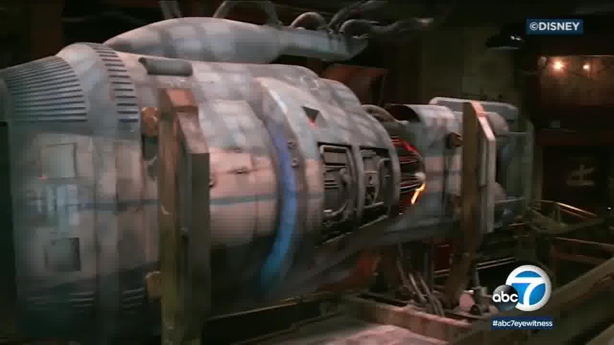 A large capsule resembling a pod racer engine, which is rumored to appear in the queue for one of the attractions. We'll have to wait until the end of May to find out for sure!