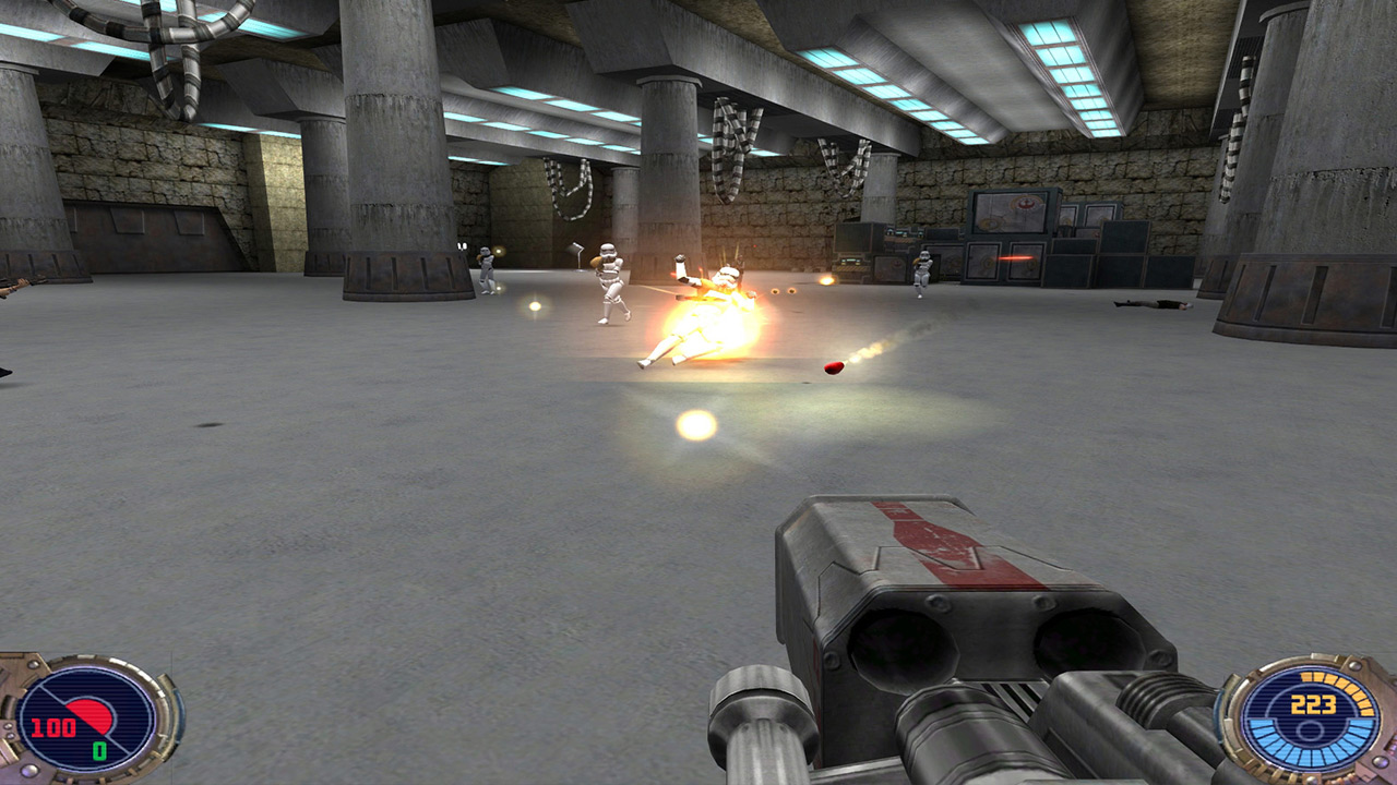 An explosion in Jedi Outcast.