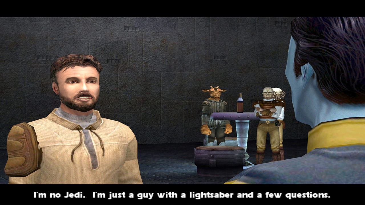Kyle Katarn in a Jedi Outcast cutscene.