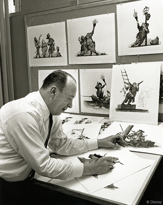 Disneyland Legend Marc Davis working on Pirates of the Caribbean