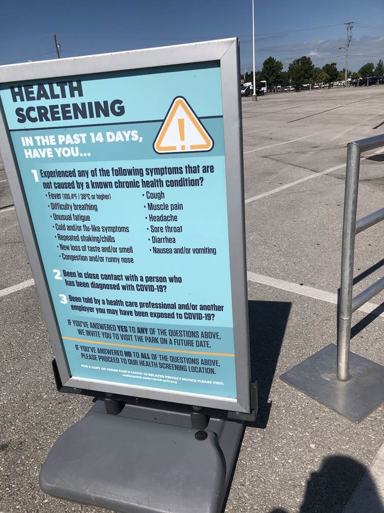 Health Screening required before you enter the park