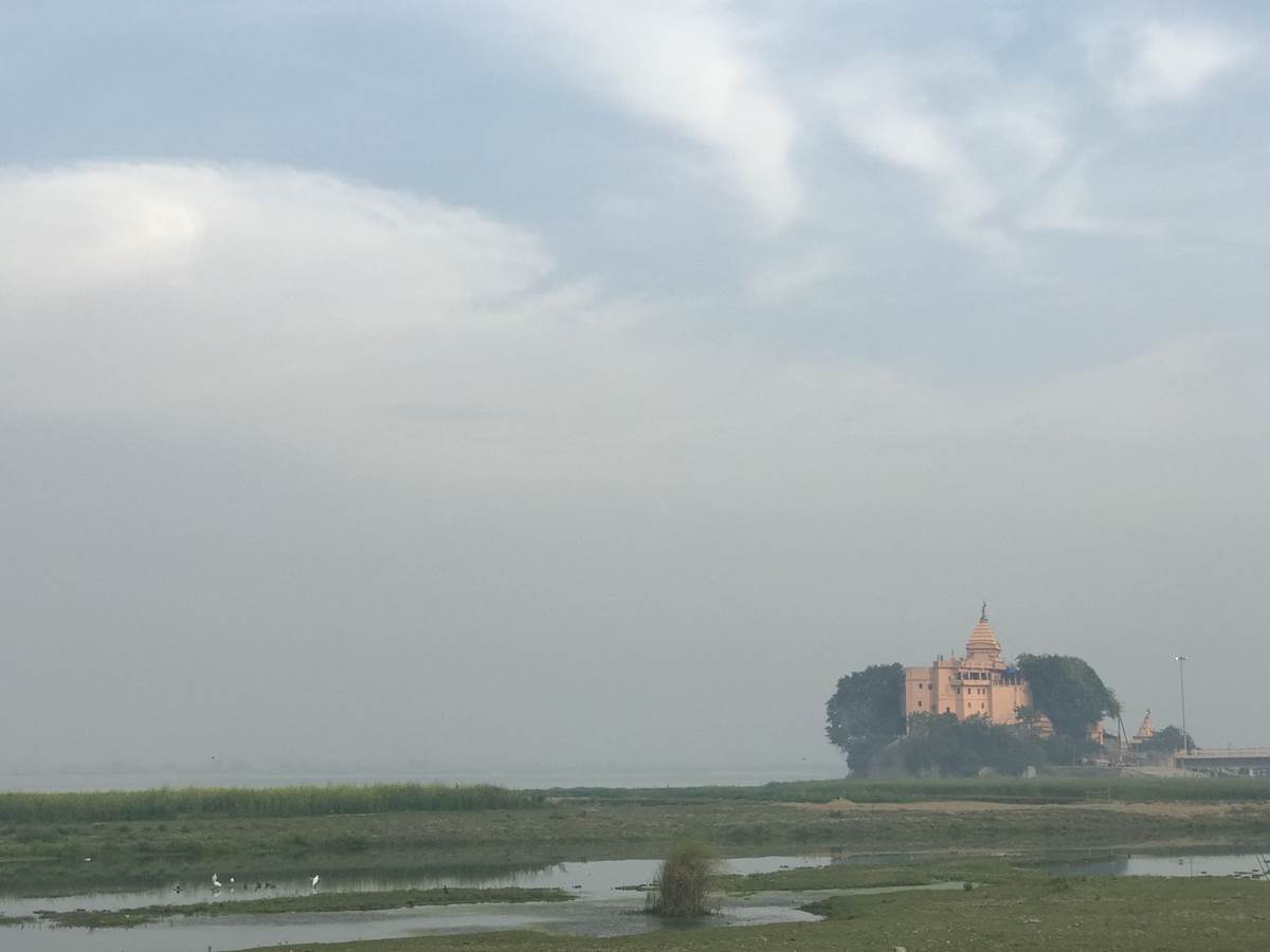 Photo Source: National Geographic. "In Bihar state, Baba Ajgavi Nath temple rises on the edge of the Ganges in Sultanganj, part of a sanctuary for critically endangered river dolphins."