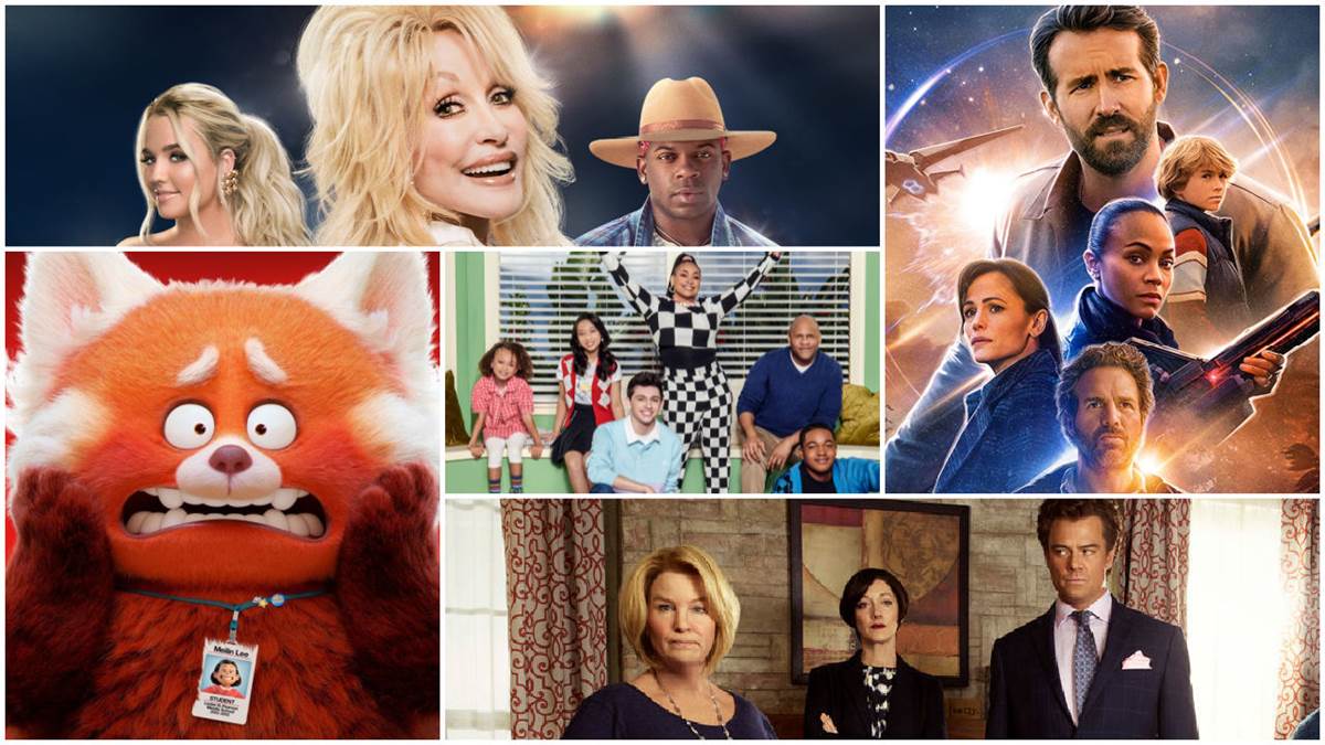 The Thing About Pam (Frank Ockenfels/NBC), Raven’s Home (Disney/Carell Augustus), The Adam Project (Netflix), Turning Red (Disney/Pixar), 2022 Academy of Country Music Awards (Prime Video)