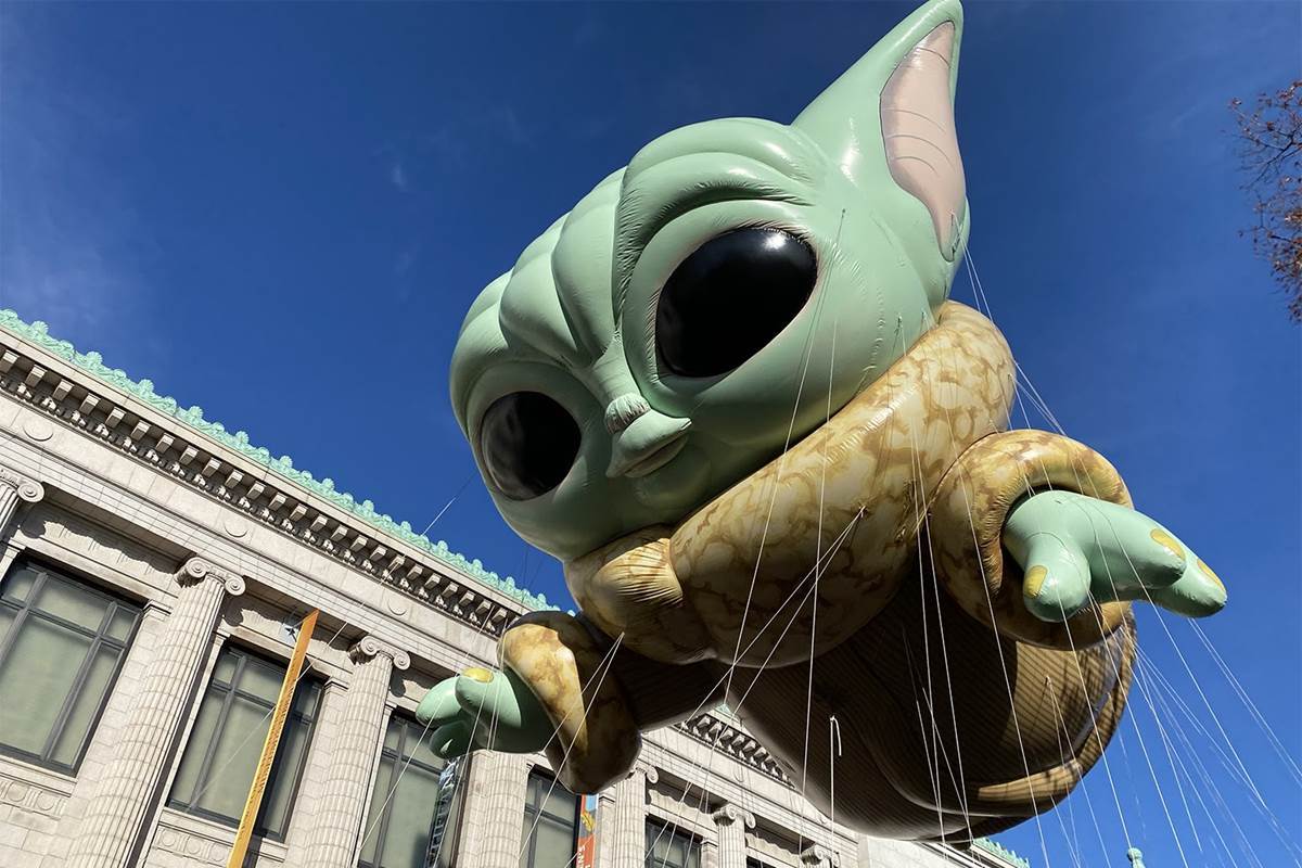 Grogu Balloon 2021 Macy's Thanksgiving Day Parade