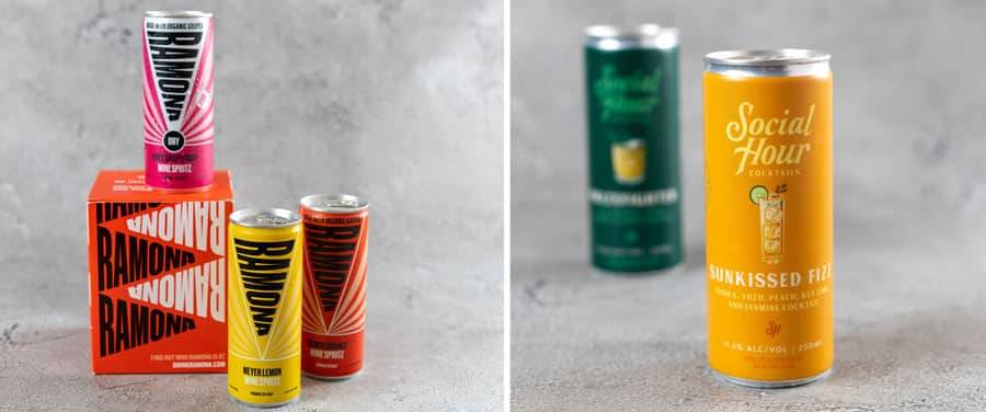 Pictures of new refreshing craft cocktails by Social Hour: Sunkisssed Fizz, a bright and juicy vodka fizz that balances notes of ripe fruit and crisp citrus or the Prizefighter, a bold and refreshing Collins built around the classic combo of whiskey and peach.