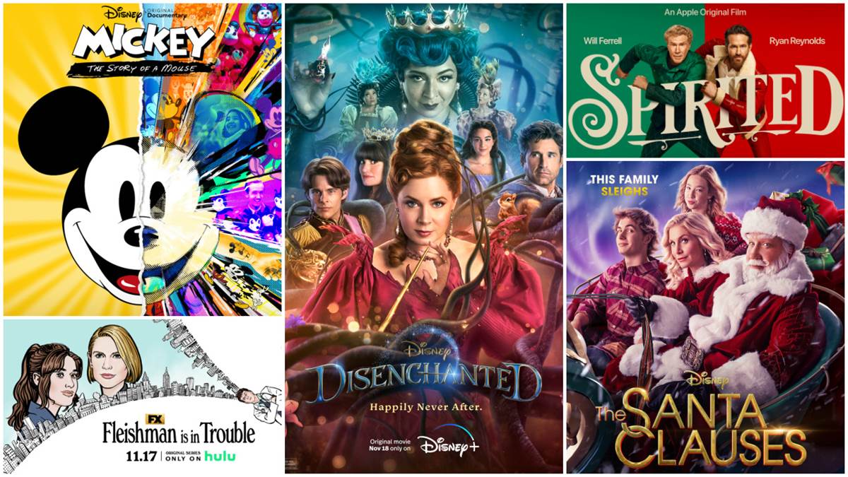 Mickey: The Story of a Mouse (Disney), Disenchanted (Disney) Spirited (Apple), The Santa Clauses (Disney), Fleishman is in Trouble (FX)