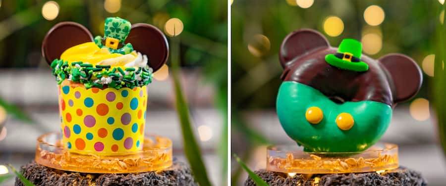 Leprechaun Cupcake and Mickey Mouse-shaped Leprechaun Donut from GCH Craftsman Grill
