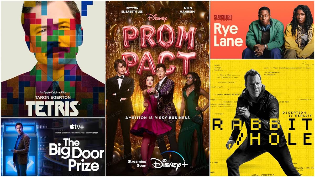 Tetris and The Big Door Price (Apple), Prom Pact (Disney), Rye Lane (Hulu), Rabbit Hole (Paramount+)