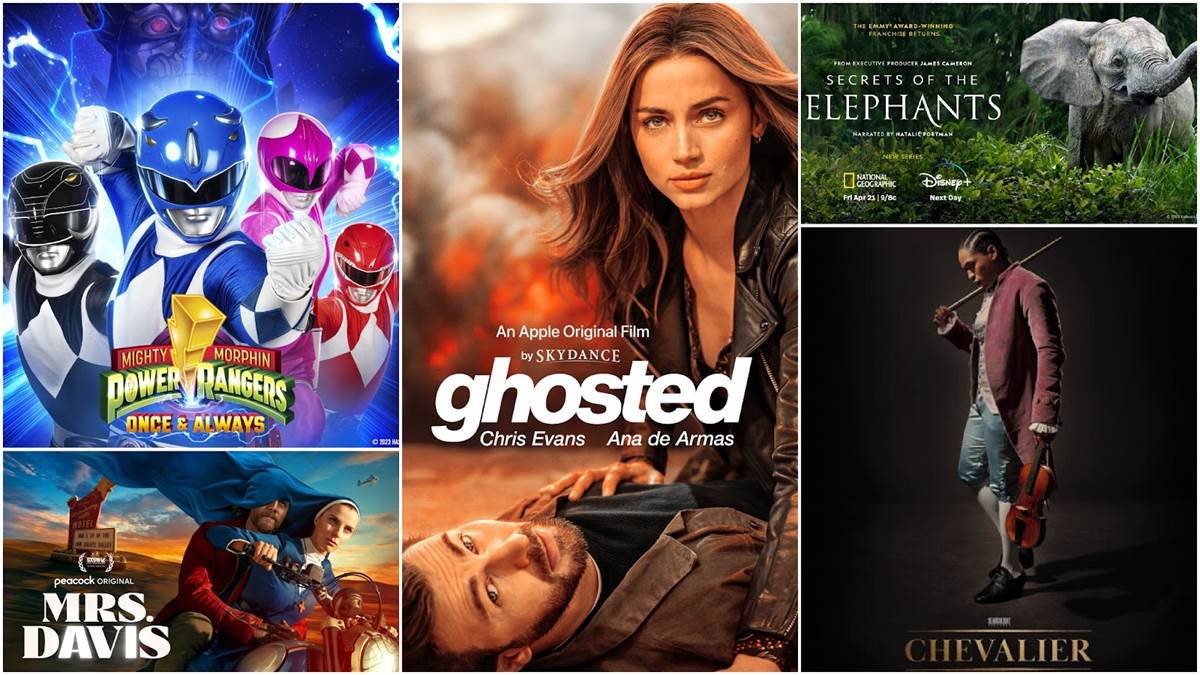 Mighty Morphin Power Rangers: Once & Always (Hasbro/Netflix), Ghosted (Apple TV+), Secrets of the Elephants (Nat Geo), Chevalier (Searchlight), Mrs. Davis (Peacock)