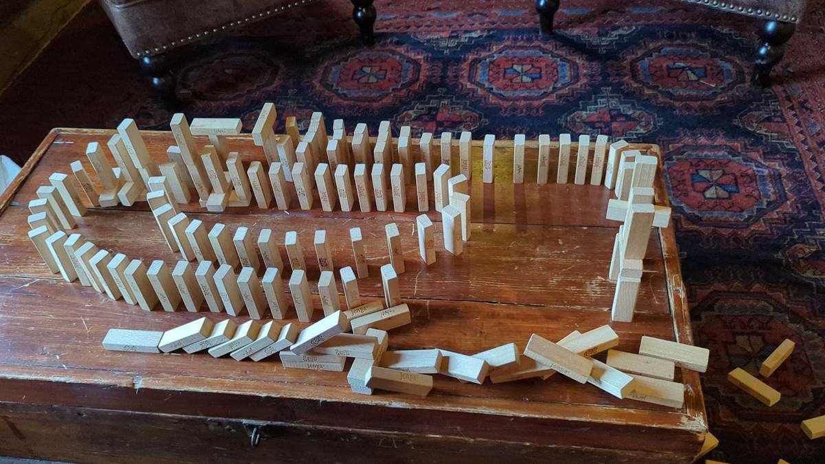 Gideon Did Domino Knockdowns with Jenga Blocks