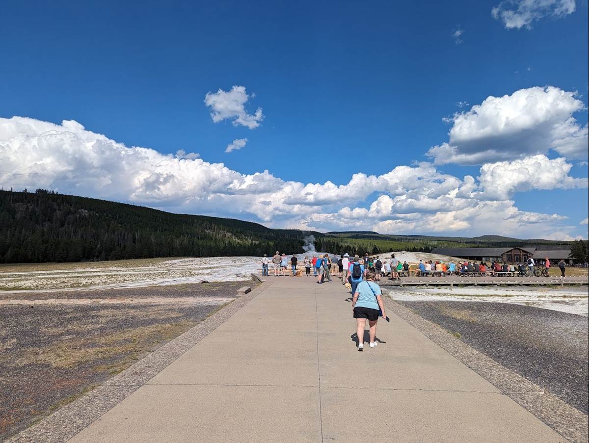 Rushing to Old Faithful. Don't Want to Miss It.