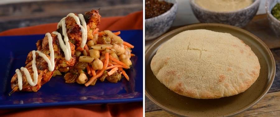 Grilled Kebabs and Stone-baked Moroccan Bread from Tangierine Café: Flavors of the Medina at EPCOT Festival of the Holidays 2023