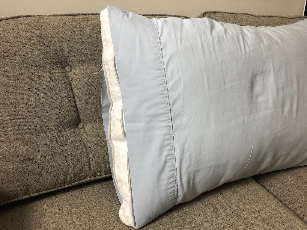 No pillowcase overhang, something I typically like on pillows.
