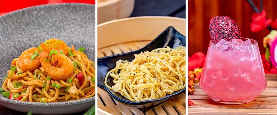 Shrimp Lo Mein Noodles, Garlic Noodles and Dragon Cocktail from Longevity Noodle Co. for Lunar New Year 2024
