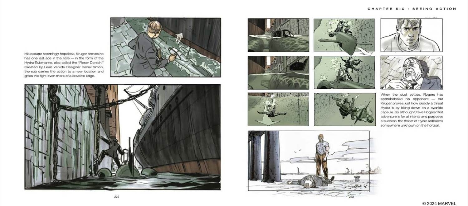 Marvel Studios' The Infinity Saga - Captain America: The First Avenger - The Art of the Movie | Kruger Chase Scene storyboards