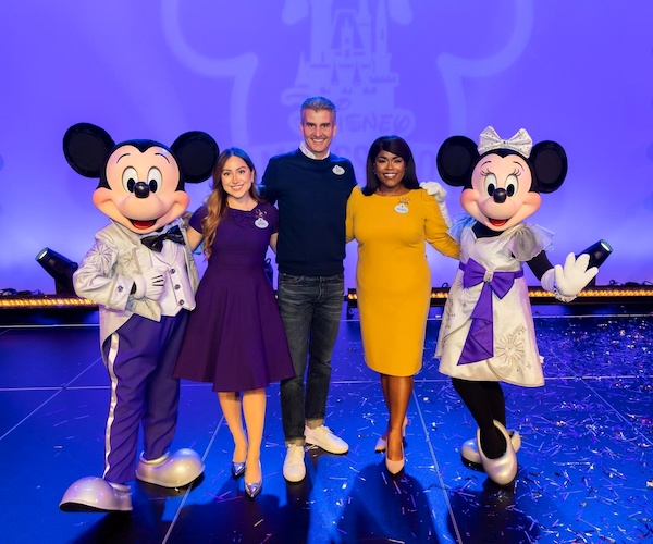 Walt Disney World Ambassador Serena Arvizu, Chairman of Disney Experiences Josh D'Amaro and Shannon