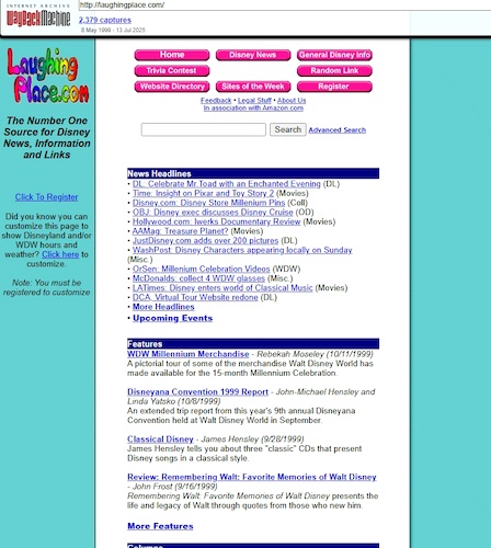 The oldest version of the site available on the Wayback Machine is from October 12, 1999