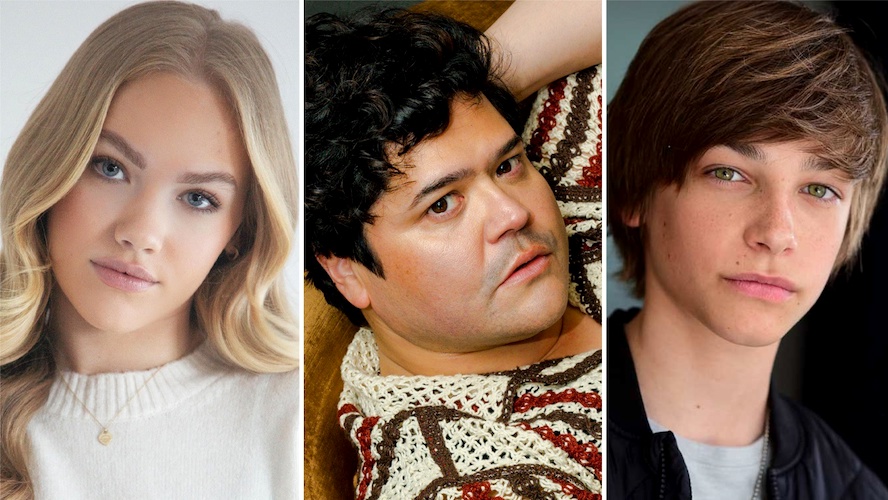 L-R: Freya Skye, Harvey Guillén, Recker Eans