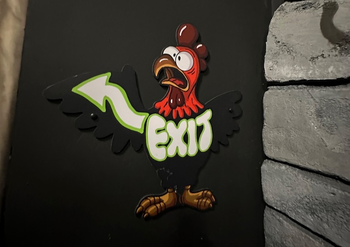 The sign to the 'Terrifier' house's fake backstage area