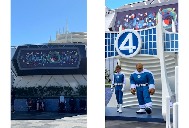 The exterior of Space Mountain today and how it appeared in more Fantastic times back in July