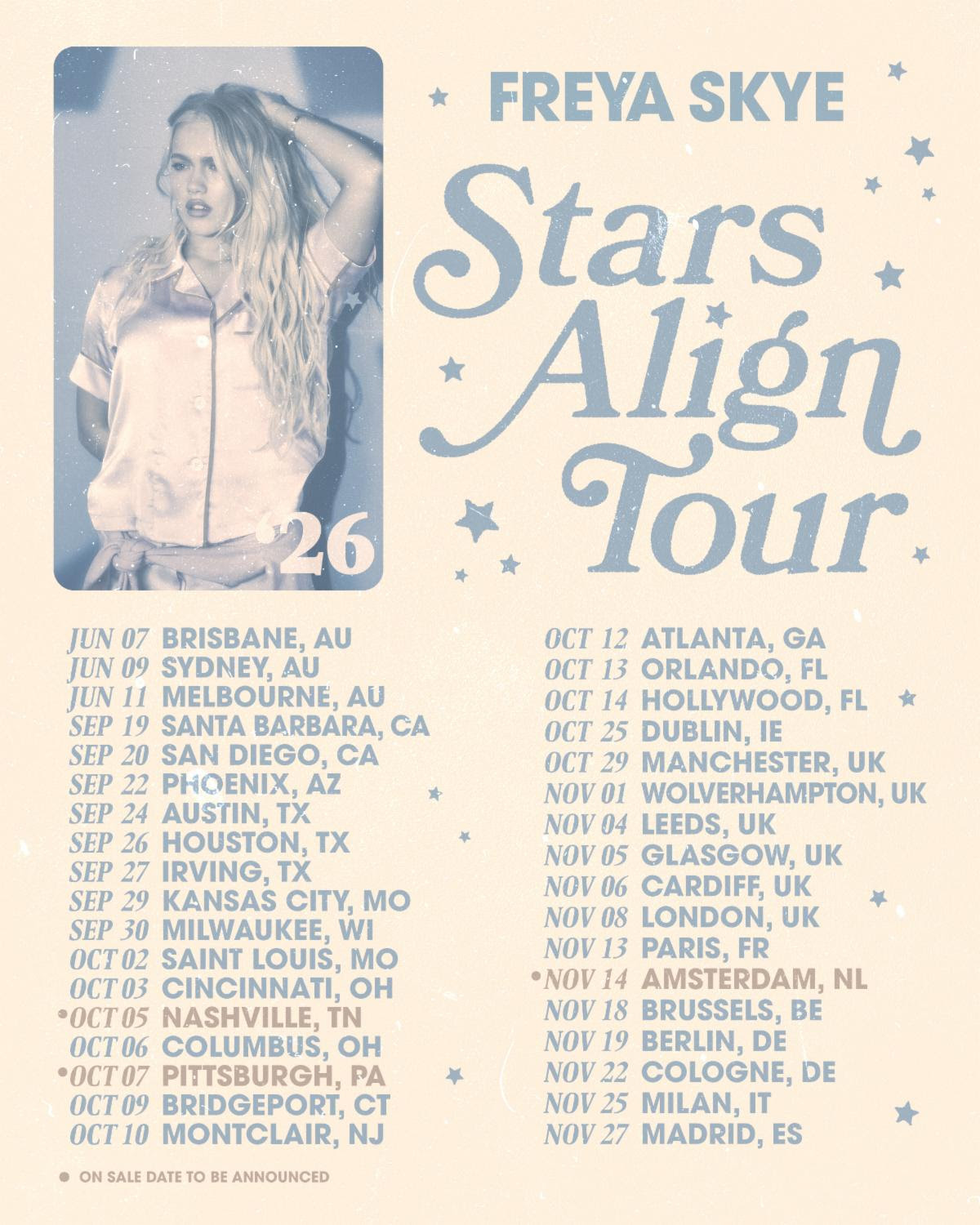 Freya Skye Announced Global Stars Align Tour Dates