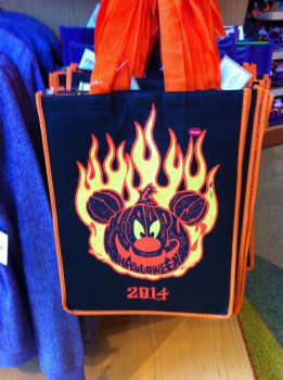 The light-up Mickey pumpkin Trick-or-Treat bag makes a return appearance, now dated 2014