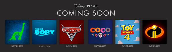 Pixar Release Schedule