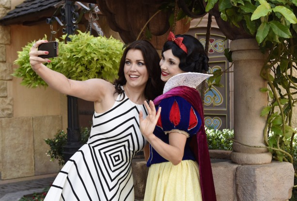 Actress Bellamy Young of Scandal at the Magic Kingdom with Snow White