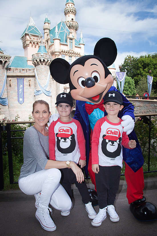 Celine Dion at Disneyland Resort to celebrate her twin boys’ upcoming fifth birthdays.