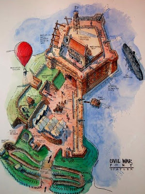 <em>A concept drawing of Civil War Fort (Disney)</em>