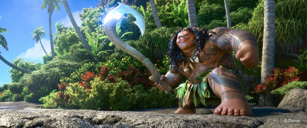 MAUI, THE DEMIGOD –– Voiced by Dwayne Johnson, Maui, the mighty demigod, is convinced by Moana to join her on a daring journey to save her people. Directed by the renowned filmmaking team of Ron Clements and John Musker, produced by Osnat Shurer, and featuring music by Lin-Manuel Miranda, Mark Mancina, and Opetaia Foa‘i, Moana sails into U.S. theaters on Nov. 23, 2016. (Disney)