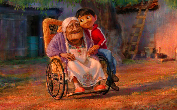 FAMILY TIES — In Disney•Pixar’s “Coco,” aspiring musician Miguel (voice of newcomer Anthony Gonzalez) feels a deep connection to his great grandmother, Mama Coco. Concept art visual design by Sharon Calahan and animation by Kristophe Vergne. Directed by Lee Unkrich (“Toy Story 3”), co-directed by Adrian Molina (story artist “Monsters University”) and produced by Darla K. Anderson (“Toy Story 3”), “Coco” opens in U.S. theaters on Nov. 22, 2017. ©2016 Disney•Pixar. All Rights Reserved.