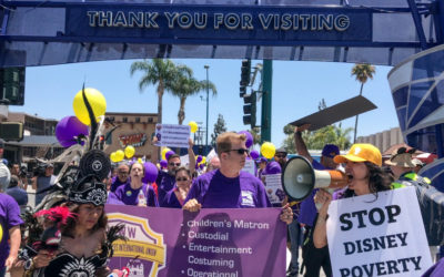 Union workers protest at Disneyland