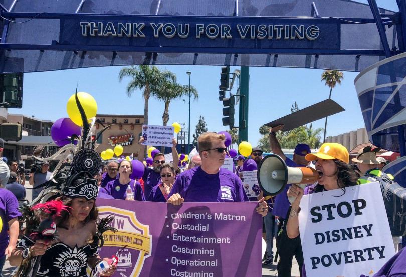 Union workers protest at Disneyland