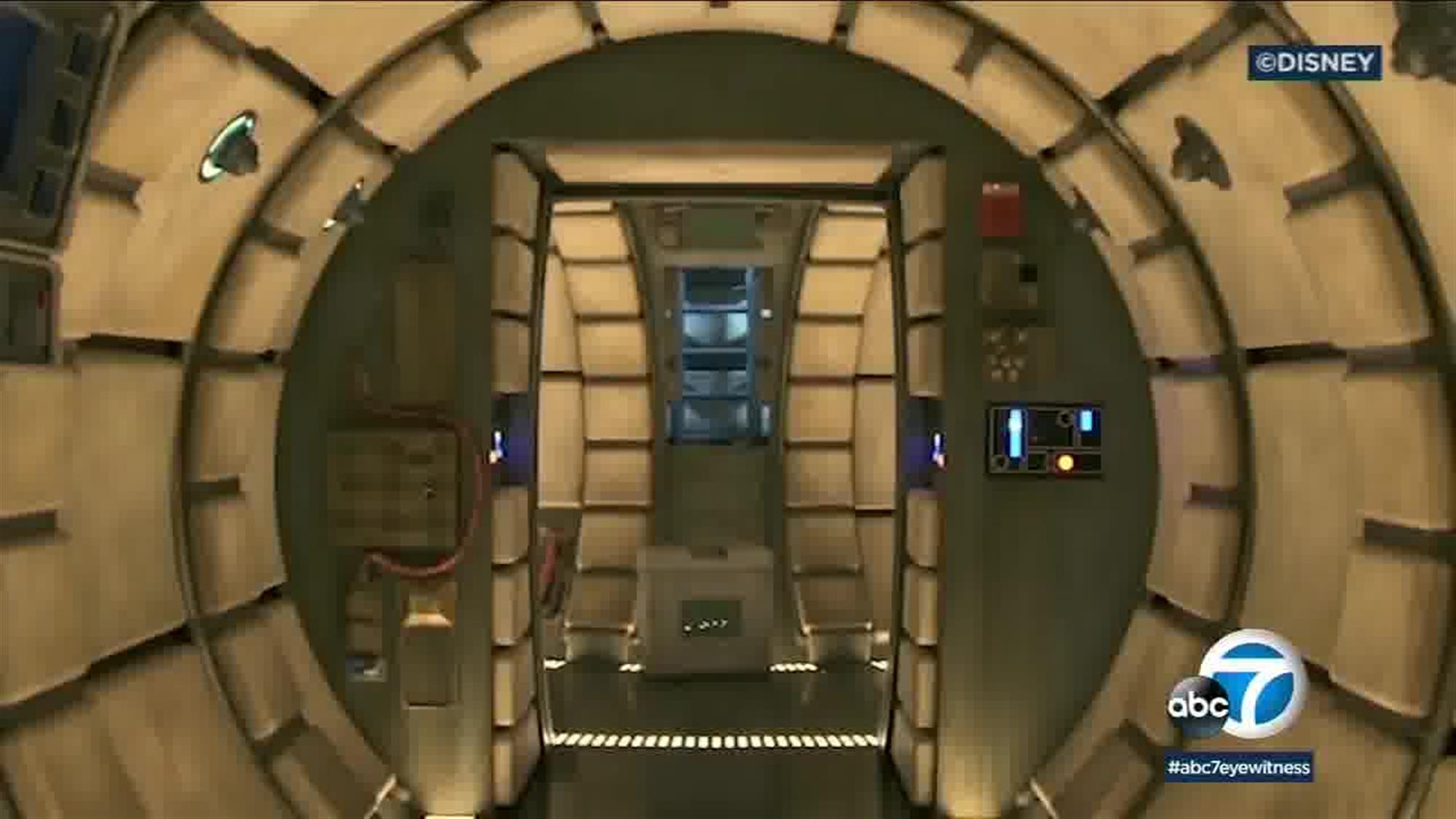 The Millennium Falcon's interior is screen accurate down to the last detail, including the ladders that go up (and down) to the ship's two gunner stations