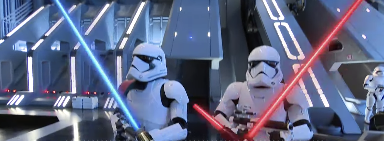 Note: The lightsabers were part of a scene cut animation and are NOT part of the attraction.